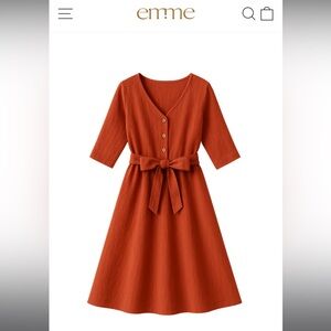 Emme Rust Orange Button-Down Linen Maternity Dress